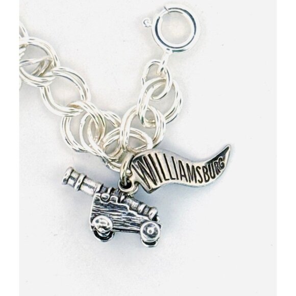 Estate Sterling Silver 925 Double Round Link Charm Bracelet - 8 Unique Charms - Picture 4 of 16